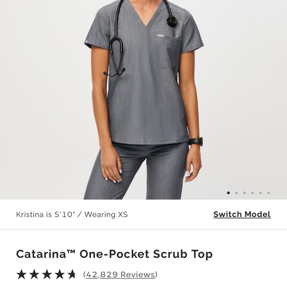 XS Gray Catarina One pocket scrub top - Picture 2 of 2